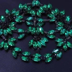 Green Crystal Face Mask Halloween Mask Women Masquerade Rhinestone Face Jewelry