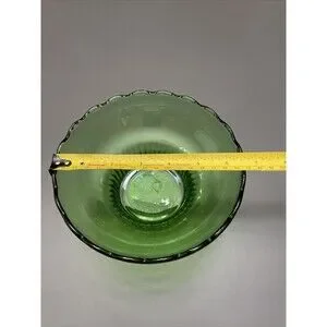 Green Glass Dish Bowl Vintage 50's E.O. Brody CO. M2000 Cleveland Ohio Scalloped