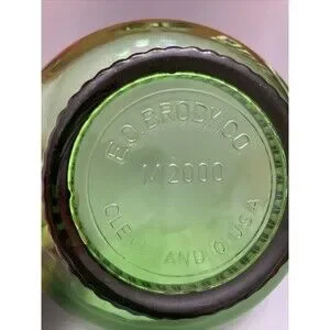 Green Glass Dish Bowl Vintage 50's E.O. Brody CO. M2000 Cleveland Ohio Scalloped
