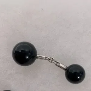 GUCCI Cufflinks Black Spheres And Sterling Silver