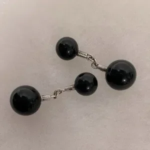 GUCCI Cufflinks Black Spheres and Sterling Silver