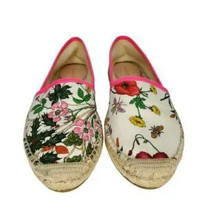 Gucci Flora Canvas Slip On Espadrille Flats