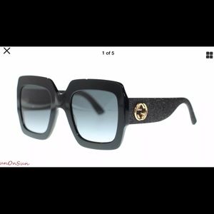 Gucci GG0102 Black Womens Oversized Sunglasses