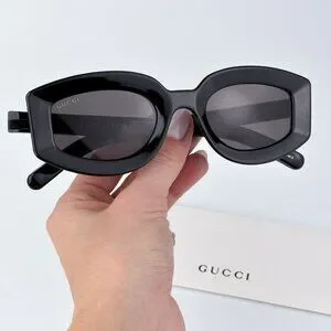 Gucci GG1719S 001 BRAND NEW Sunglasses Black Grey Women Square