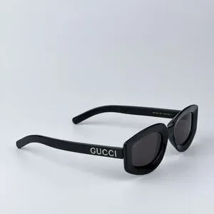 Gucci GG1719S 001 BRAND NEW Sunglasses Black Grey Women Square