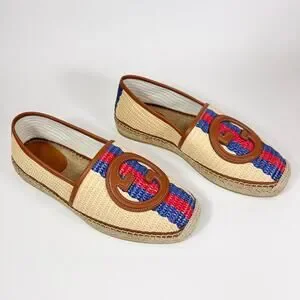 Gucci Interlocking G Raffia Leather Espadrille - Men’s 10.5