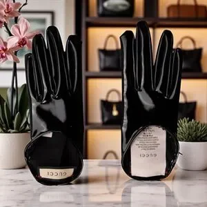 Gucci NWT Glossy Black Patent Leather Gloves