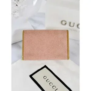 Gucci Pink Suede Leather 6 Key Holder