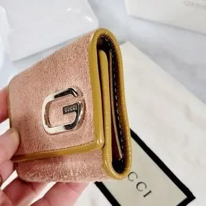 Gucci Pink Suede Leather 6 Key Holder