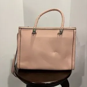 Guess Pink Satchel With Braded Handles With Silver Accents