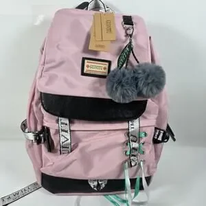 GUIVITU Girls Backpack School Children Bookbag Casual Pink Pencil Case Large
