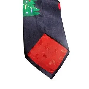 Hallmark Holiday Traditions‎ Christmas Tie 100% Silk By MMG Navy Blue