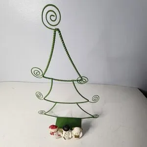 Hallmark Wire Christmas Tree w/3 Snowmen Napkin or Christmas Card Holder