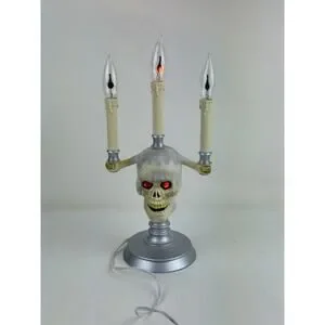 Halloween ‘94 Skull Skeleton TrendMaster Candelabra Lamp Light Up Candle Vintag