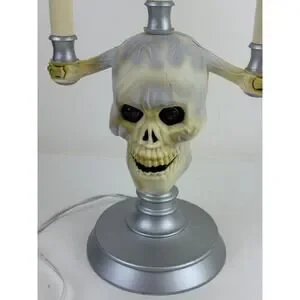 Halloween ‘94 Skull Skeleton TrendMaster Candelabra Lamp Light Up Candle Vintag