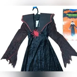 Halloween Costume Girl Spider Countess / Widow Long Dress Size Large Or 8-10