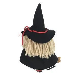 Halloween Witch Folk Art Decor Cute Fabric Cloth Broom Harvest Black Red