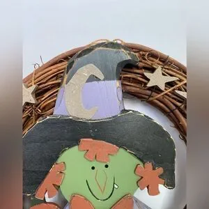 Halloween Wreath Green Witch Hag Best Witches Primitive Vintage Celestial Decor