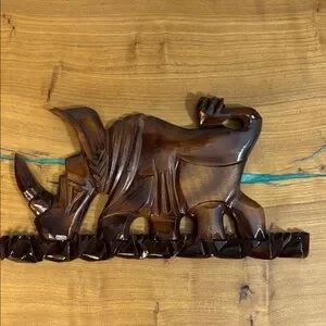 Hand Carved rhino Wall Art – Boho Wood Decor swords