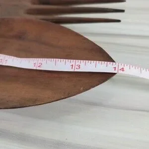 Hand Carved Wood Spoon Fork Set Salad Serving Utensils Grigg African Egyptian