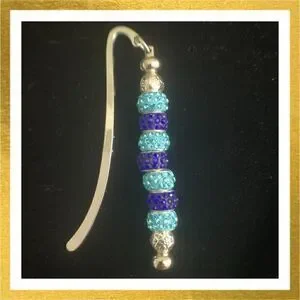 HAND CRAFTED Silver RHINESTONE Beaded BOOKMARK