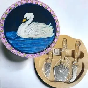 Hand Painted Wooden Cheese Serving Board