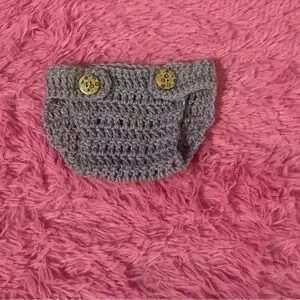 HANDCRAFTED HAND CROCHETED DIAPER COVER LAVENDER WITH WOODEN BUTTONS NB-3M