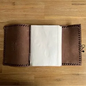 Handmade Brown Genuine Leather Journal Diary Pouch With Brass Clasp Closure