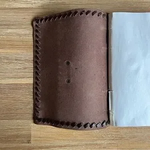Handmade Brown Genuine Leather Journal Diary Pouch With Brass Clasp Closure