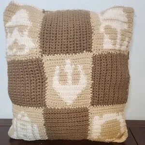 Handmade Crochet Pillow with Geometric Patterns