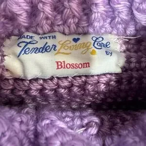 Handmade Crochet Purple Baby Sweater Set With Hat & Mittens Size 6-9 Months