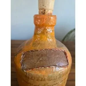 Handmade Papier Mache Covered Glass Decorative Bottle
