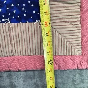 Handmade Quilt Baby Blanket Stars Hearts Pink Blue Patchwork 36" X‎ 36"