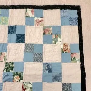 Handmade Quilt Patchwork Floral Baby Blanket Girl Bedding Pink Blue 36x42