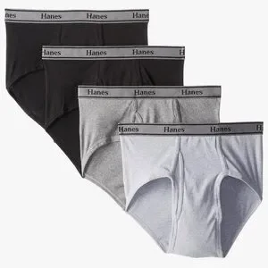 Hanes Ultimate Briefs Underwear Black/Grey Tagless 4-pack Men’s Size S