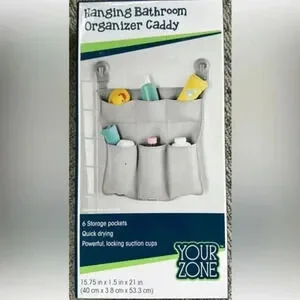 Hanging Bathroom Organizer Caddy With 6 storage Pockets And Suction Cups New