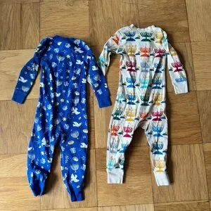 Hanna Andersson 2T Kids Hanukkah Pajamas TWO One Piece Long Sleeve Holiday
