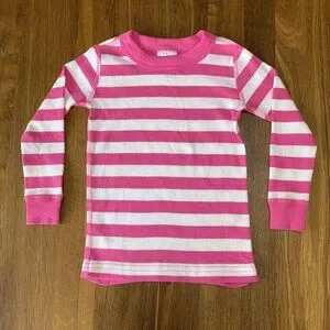 HANNA ANDERSSON Girls Long John Pajamas Size 3 3T 90 Organic PJs Pink Stripes