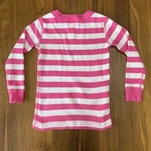 HANNA ANDERSSON Girls Long John Pajamas Size 3 3T 90 Organic PJs Pink Stripes