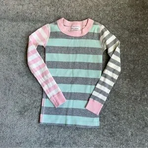 Hanna Andersson Girls Long John Striped Multi Color Organic Cotton Pajamas 5yrs