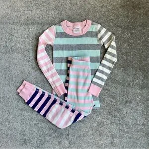 Hanna Andersson Girls Long John Striped Multi Color Organic Cotton Pajamas 5yrs