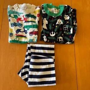 Hanna Andersson Size 8 boys blue pajama lot of 3