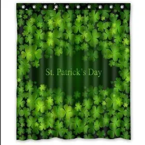 Happy St. Patrick's Day Clover Background Shower Curtain 60x72 Inches