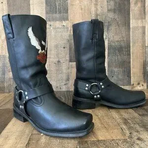 Harley Davidson 91002 Buckle Harness Square Toe Moto Motorcycle Boots Mens 13