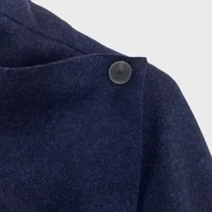 Harris Wharf London Blue Black Virgin Wool Belted Blanket Jacket Size 40