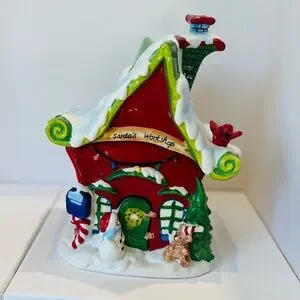 Harry and David Santas Workshop Cookie Jar Ceramic Christmas Holiday 10.5" Vtg