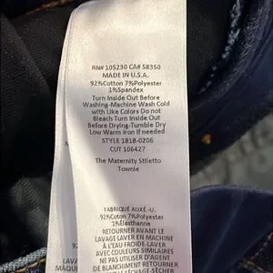 Hatch X Current Elliot Maternity Stiletto Townie Jeans SZ 26