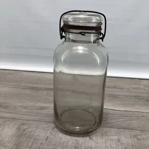 Hazel Atlas TF Half Gallon Canning Jar & Lid Clear Glass Vintage 10" H