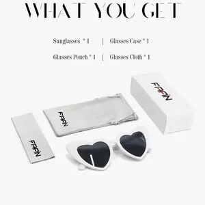 Heart-Shaped White Sunglasses New