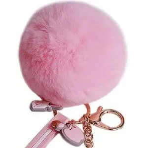 Hello Kitty Chunky Pom Pom Keychain Bag Pendant Keyring Jewelry Pink White NEW